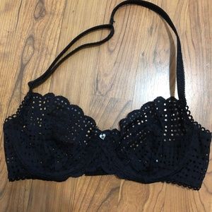 NEW! Black Heart Laser Cut-Out Halter Bra - Medium